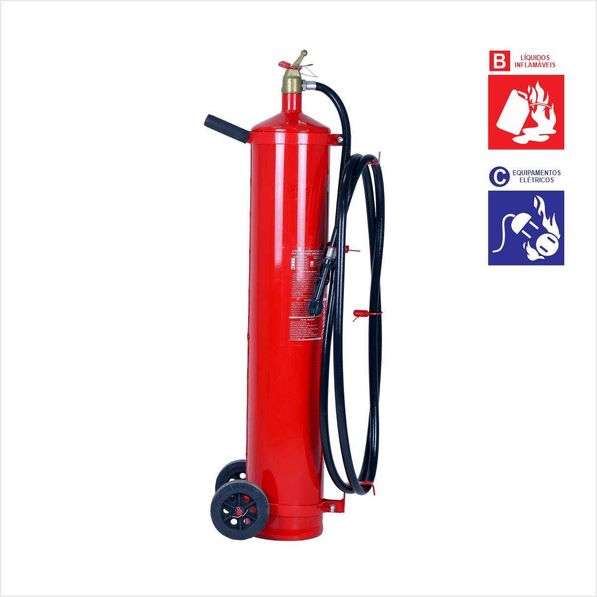 Extintor Industrial PQS BC 20kg Sobre Rodas | Certificado INMETRO | Classes B e C - Imagem 2