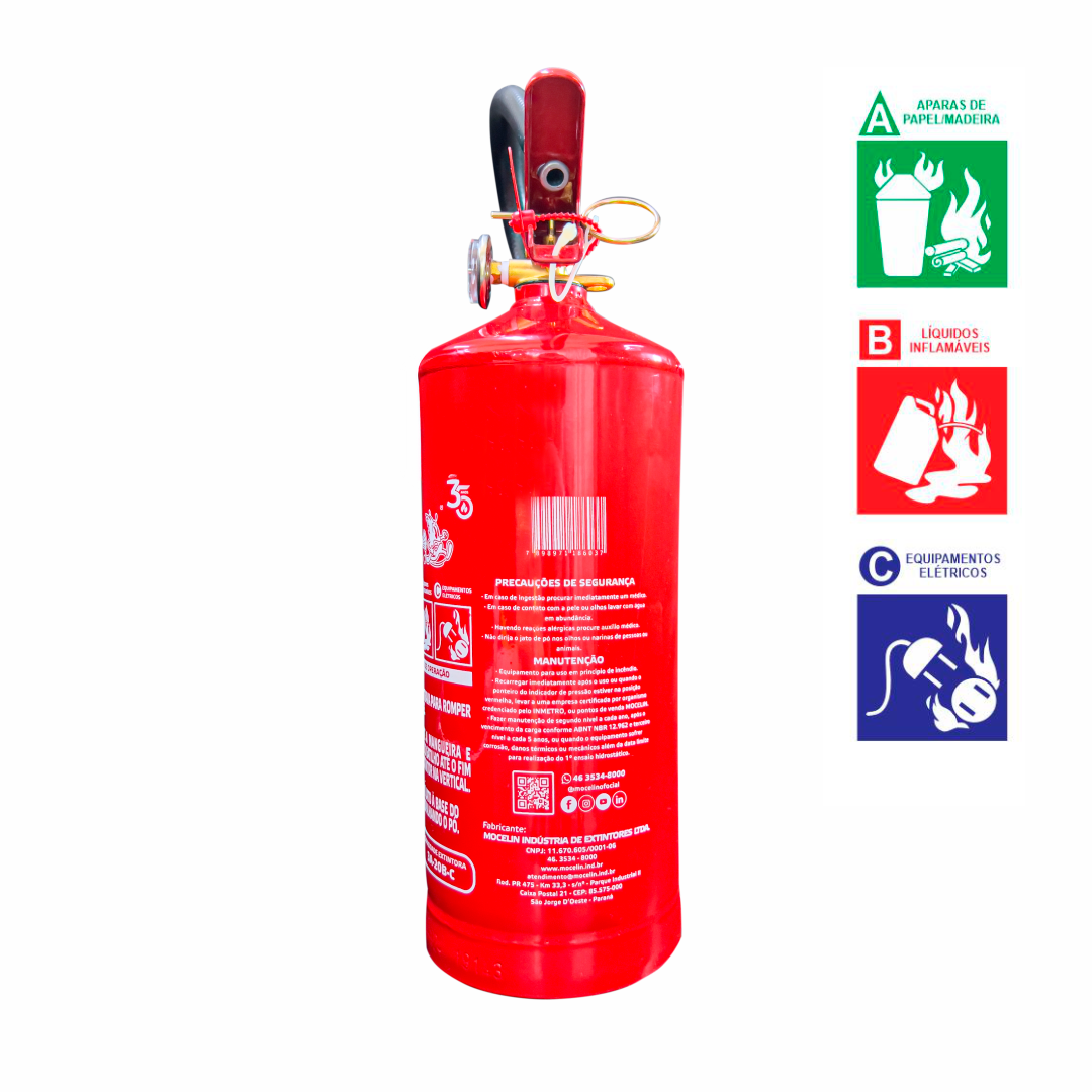 Extintor Industrial PQS ABC 4kg | Certificado INMETRO | Classes A, B e C - Imagem 2
