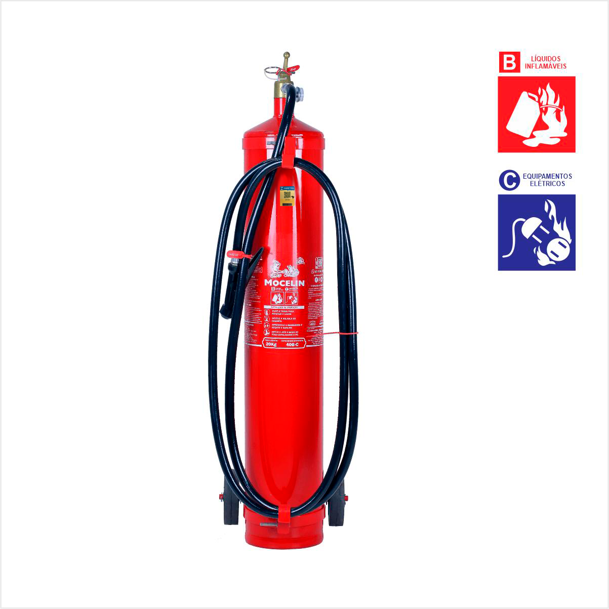 Extintor Industrial PQS BC 20kg Sobre Rodas | Certificado INMETRO | Classes B e C