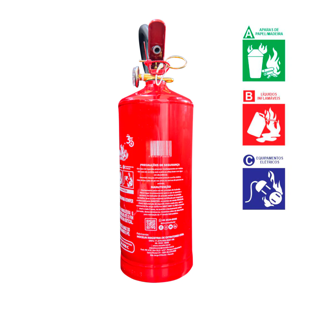 Extintor Industrial PQS ABC 4kg | Certificado INMETRO | Classes A, B e C - Imagem 2